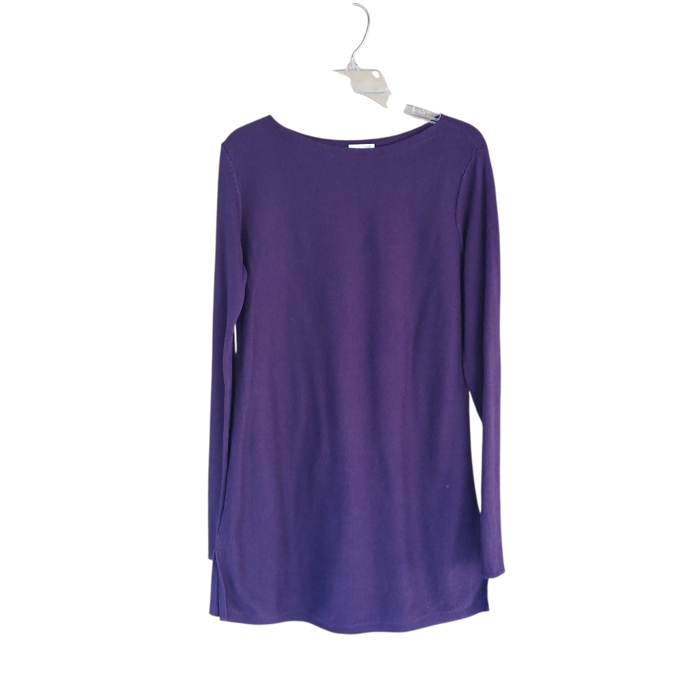 J. Jill Burgundy Boatneck Cotton/Rayon Tunic Length Sweater Size Small Tall